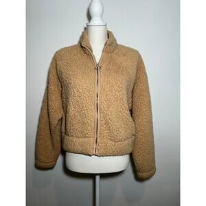 Hollister Zip Up Beige Teddy Fleece Size Small